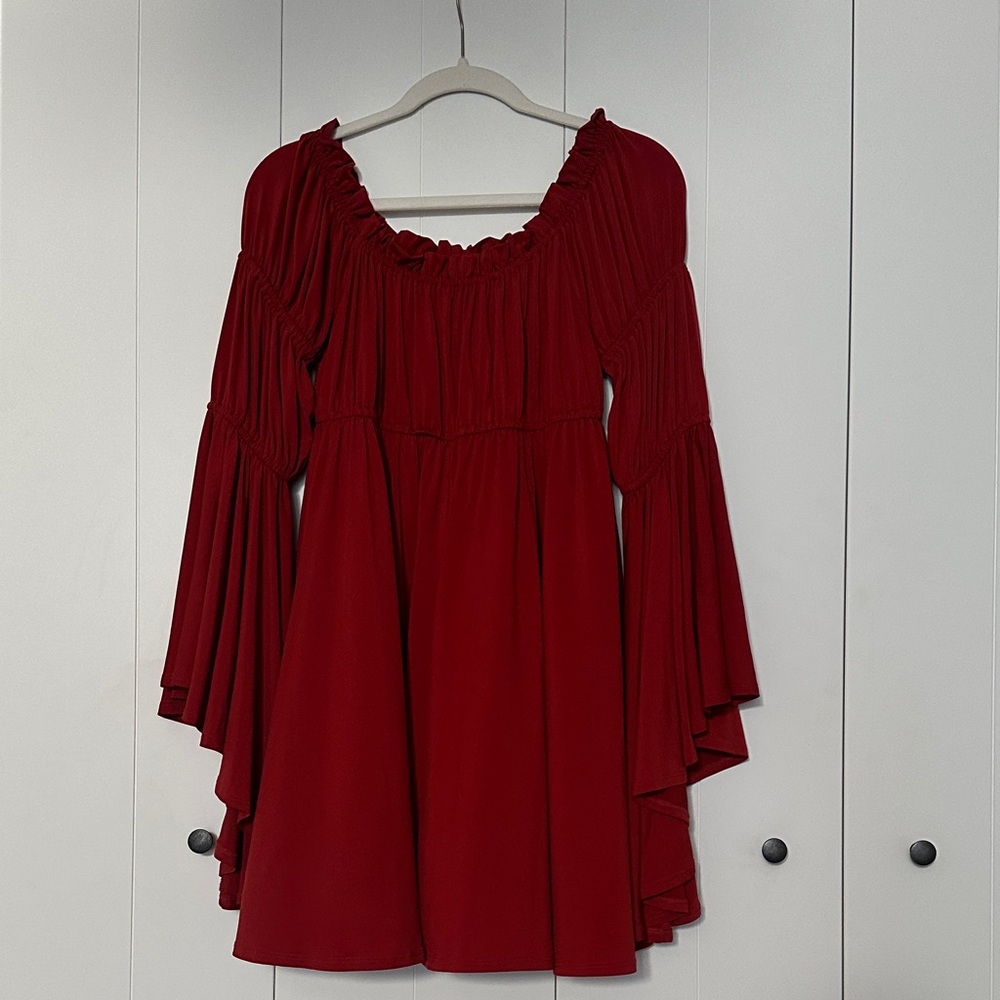 Nasty Gal Red Off-Shoulder Mini Dress
